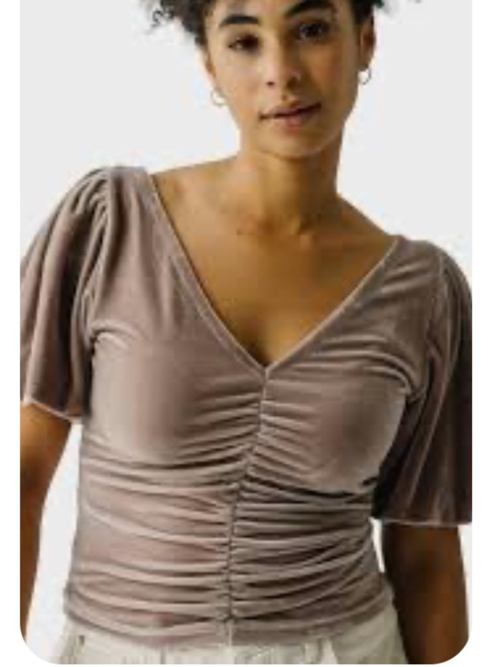 Free People Velvet Ruched V-Neck  Blouse size Small NWT